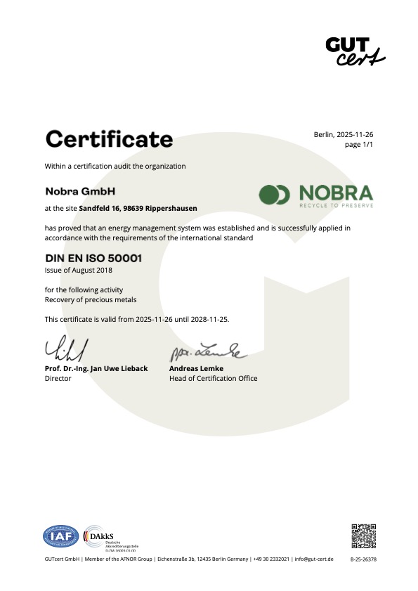 NOBRA Certificate ISO 50001